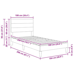 vidaXL Bed Frame with Headboard Taupe 100 x 200 cm Fabric