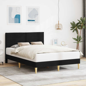 vidaXL Bed Frame with Headboard Black 120 x 190 cm Fabric