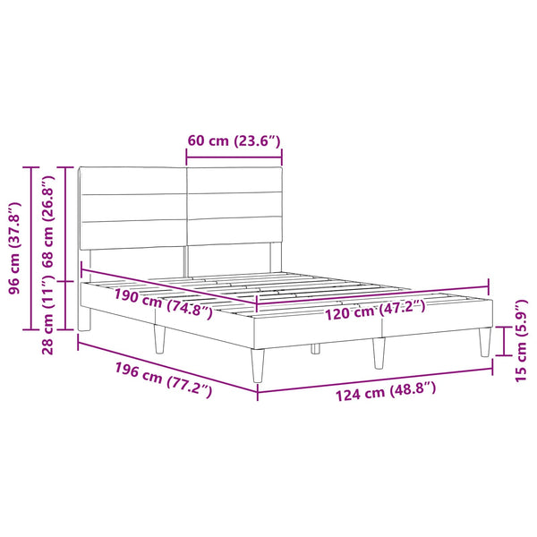 vidaXL Bed Frame with Headboard Black 120 x 190 cm Fabric