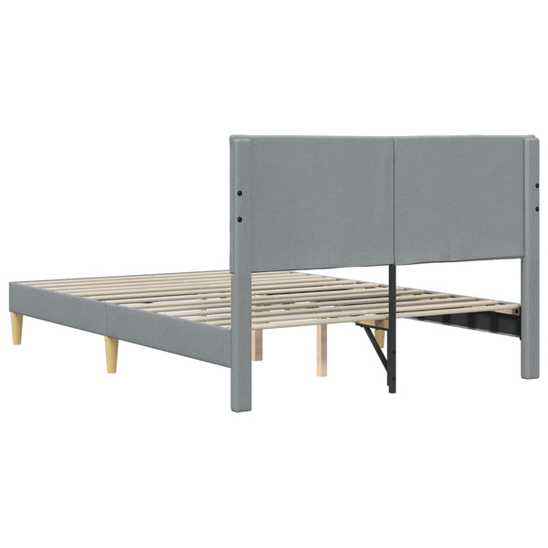 vidaXL Bed Frame with Headboard Light Grey 140 x 190 cm Fabric