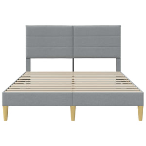 vidaXL Bed Frame with Headboard Light Grey 140 x 190 cm Fabric
