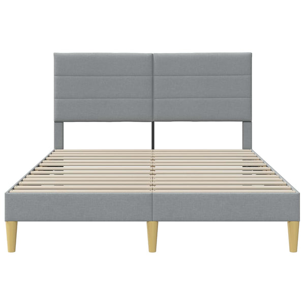 vidaXL Bed Frame with Headboard Light Grey 140 x 190 cm Fabric