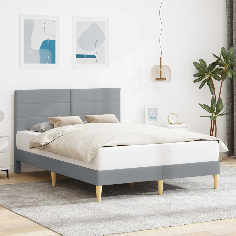vidaXL Bed Frame with Headboard Light Grey 140 x 200 cm Fabric