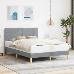 vidaXL Bed Frame with Headboard Light Grey 140 x 200 cm Fabric