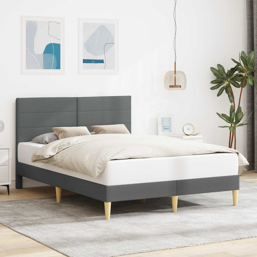 vidaXL Bed Frame with Headboard Dark Grey 140 x 200 cm Fabric
