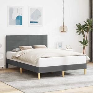 vidaXL Bed Frame with Headboard Dark Grey 140 x 200 cm Fabric
