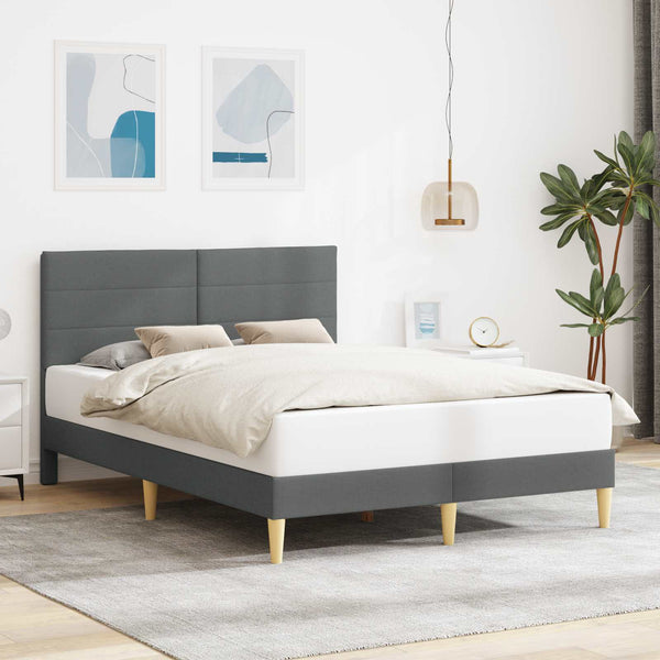vidaXL Bed Frame with Headboard Dark Grey 140 x 200 cm Fabric