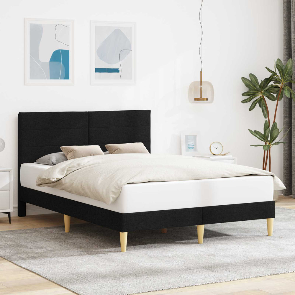 vidaXL Bed Frame with Headboard Black 140 x 200 cm Fabric