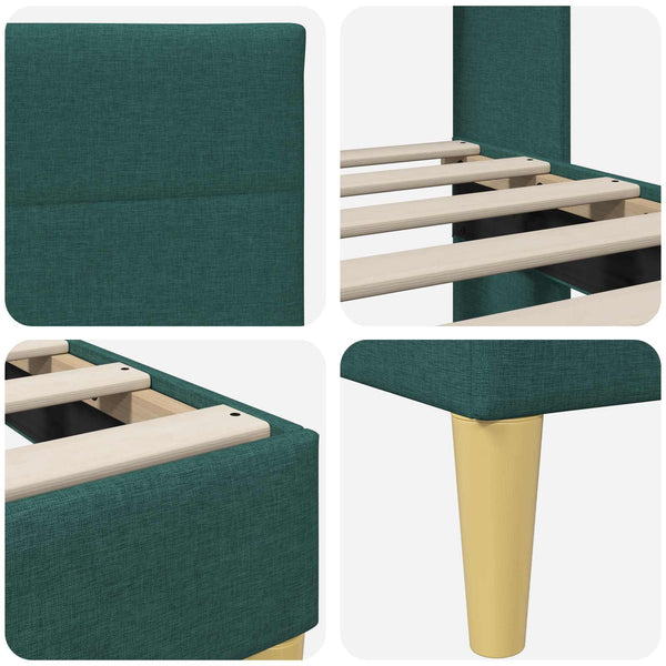 vidaXL Bed Frame with Headboard Dark Green 140 x 200 cm Fabric