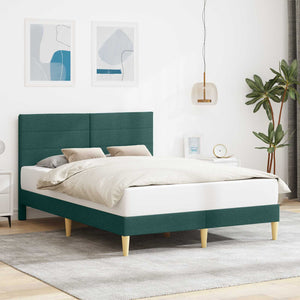 vidaXL Bed Frame with Headboard Dark Green 140 x 200 cm Fabric