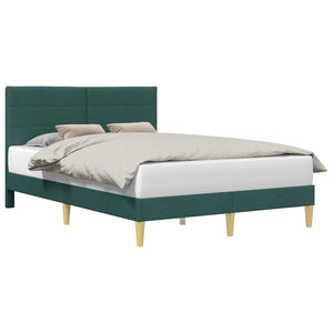 vidaXL Bed Frame with Headboard Dark Green 140 x 200 cm Fabric