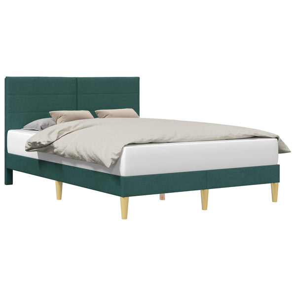 vidaXL Bed Frame with Headboard Dark Green 140 x 200 cm Fabric