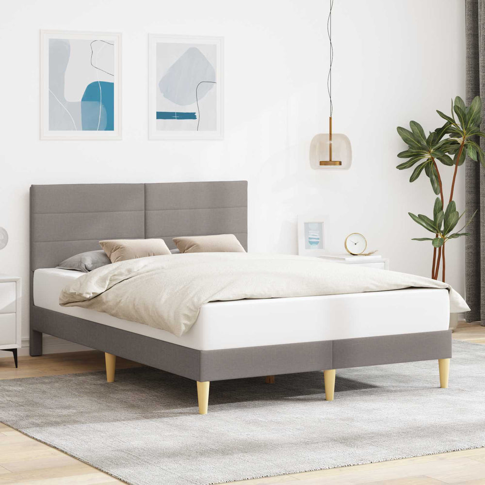 vidaXL Bed Frame with Headboard Taupe 140 x 200 cm Fabric