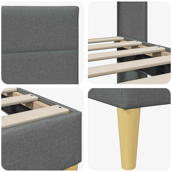 vidaXL Bed Frame with Headboard Dark Gray 160 x 200 cm Fabric