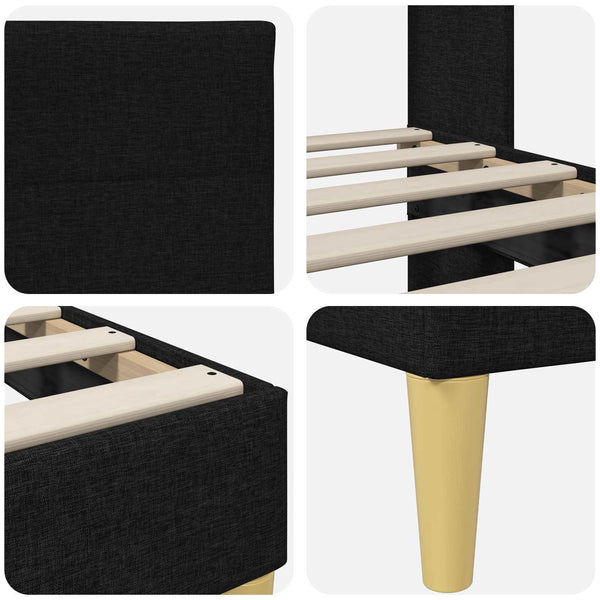 vidaXL Bed Frame with Headboard Black 160 x 200 cm Fabric