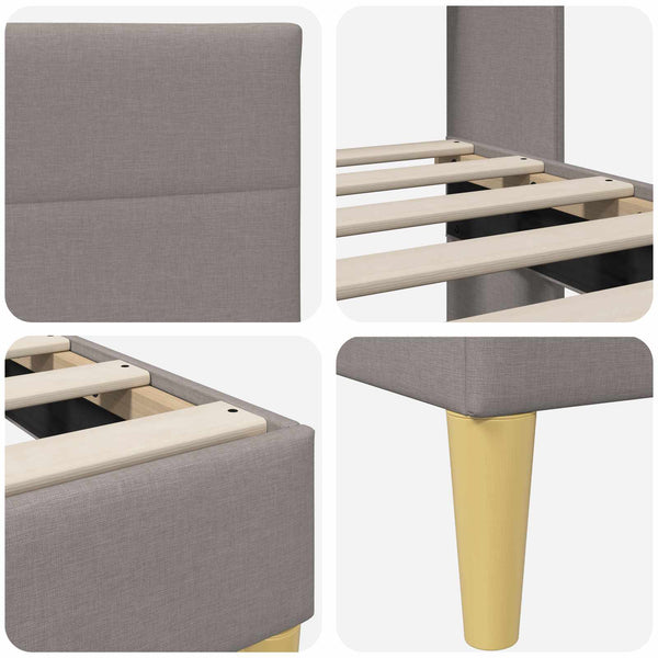 vidaXL Bed Frame with Headboard Taupe 160 x 200 cm Fabric