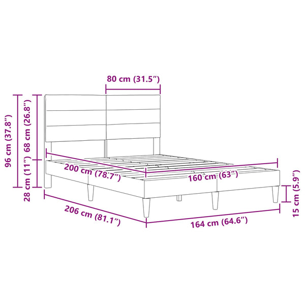 vidaXL Bed Frame with Headboard Taupe 160 x 200 cm Fabric