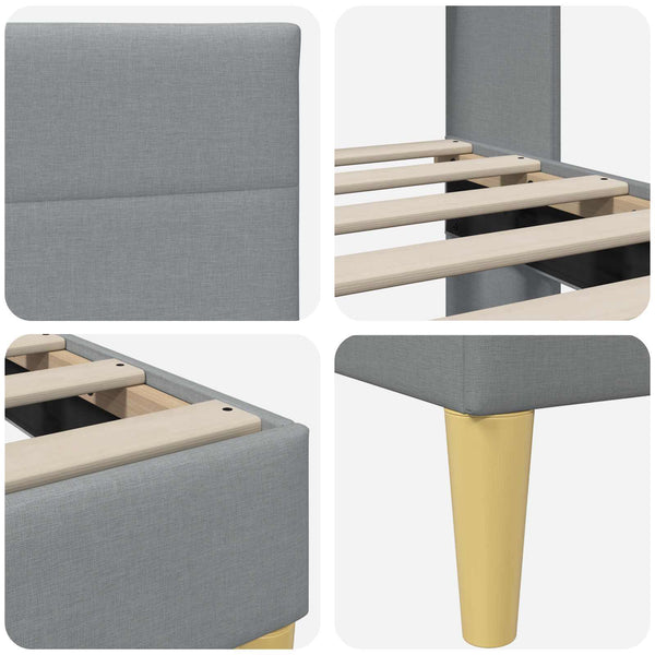 vidaXL Bed Frame with Headboard Light Grey 200 x 200 cm Fabric