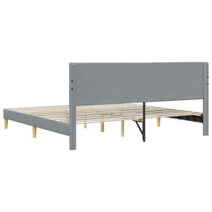 vidaXL Bed Frame with Headboard Light Grey 200 x 200 cm Fabric