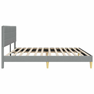 vidaXL Bed Frame with Headboard Light Grey 200 x 200 cm Fabric