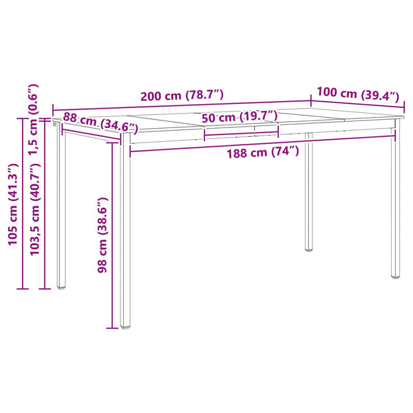 Massiver Kiefer Bartisch, 200 cm