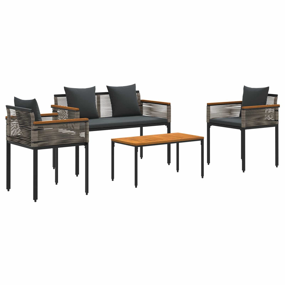 vidaXL Garden Furniture Set with Cushions Grey and Dark Grey Poly Rattan
