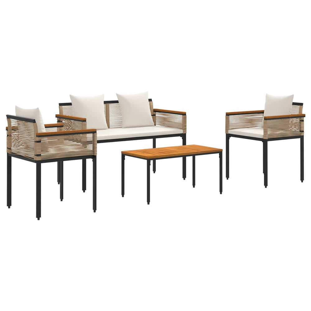 vidaXL Garden Furniture Set with Cushions Beige and Cream White Poly Rattan