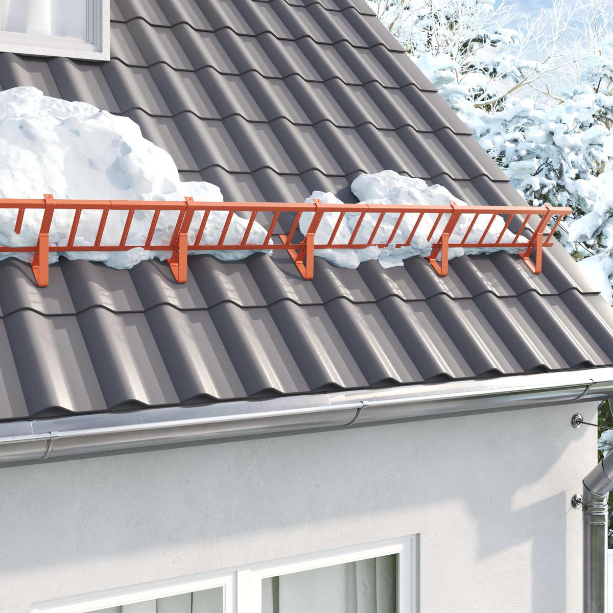 vidaXL Roof Snow Guard Red 300 x 29.5 x 34.5 cm Steel