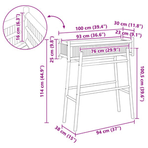 vidaXL Garden Planter with Holder Natural 100 x 38 x 114 cm Bamboo