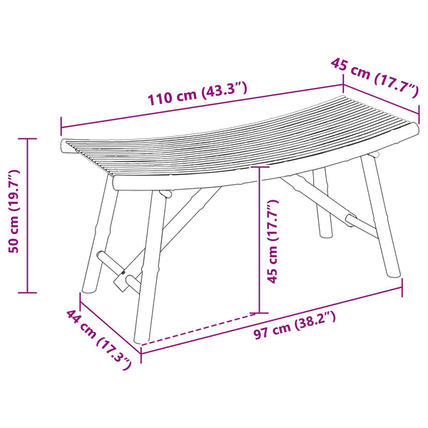 vidaXL Garden Bench Natural 110 x 45 x 50 cm Bamboo
