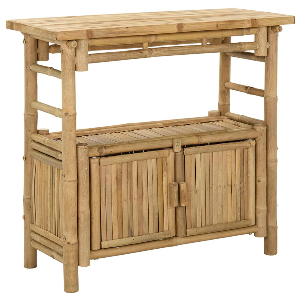 vidaXL Console Table with Shelf and Door Natural 80 x 35 x 75 cm Bamboo