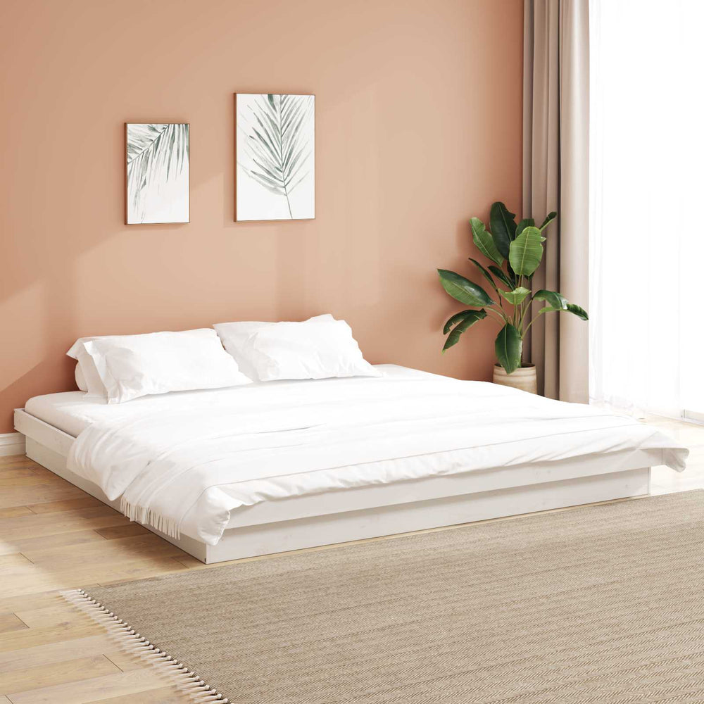 vidaXL Bed Frame White 200 x 200 cm Solid Pine Wood