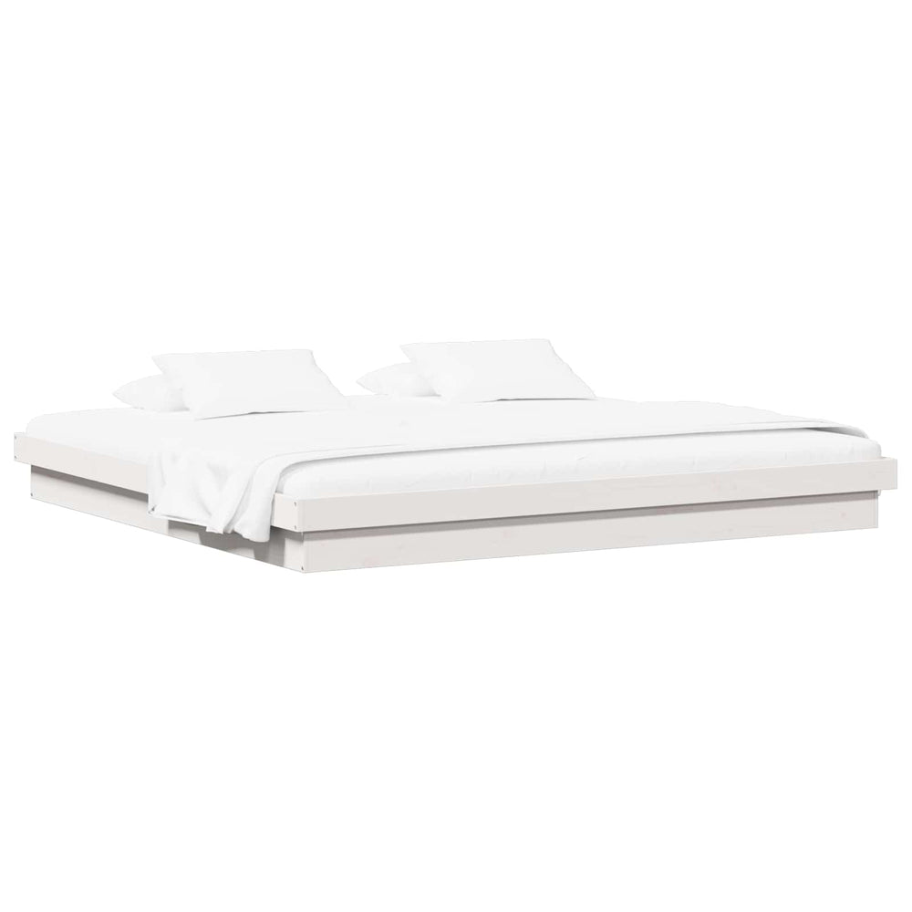 vidaXL Bed Frame White 200 x 200 cm Solid Pine Wood