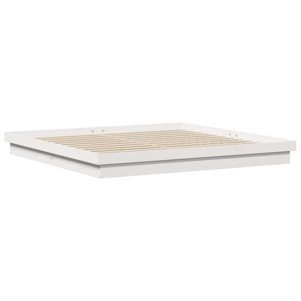 vidaXL Bed Frame White 200 x 200 cm Solid Pine Wood