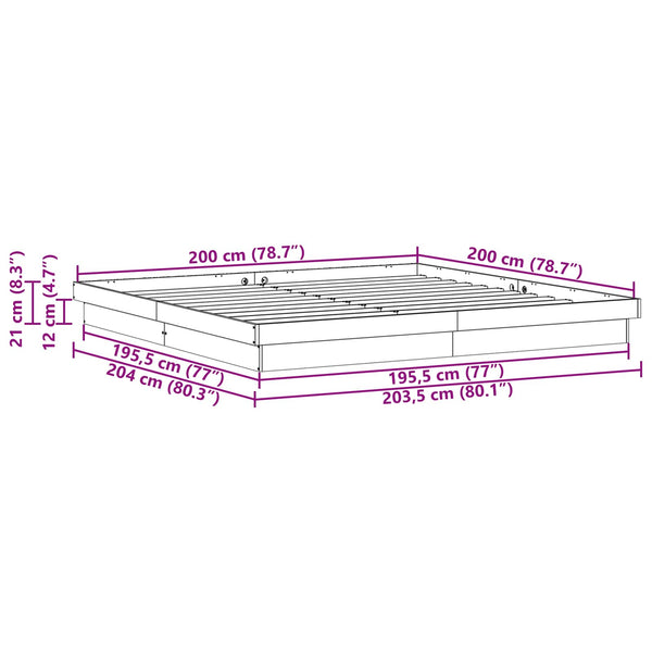 vidaXL Bed Frame White 200 x 200 cm Solid Pine Wood