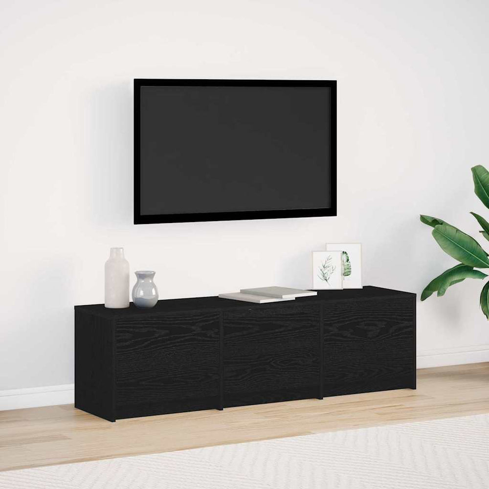 vidaXL TV Cabinet with LED Black Oak 140 x 34 x 40 cm