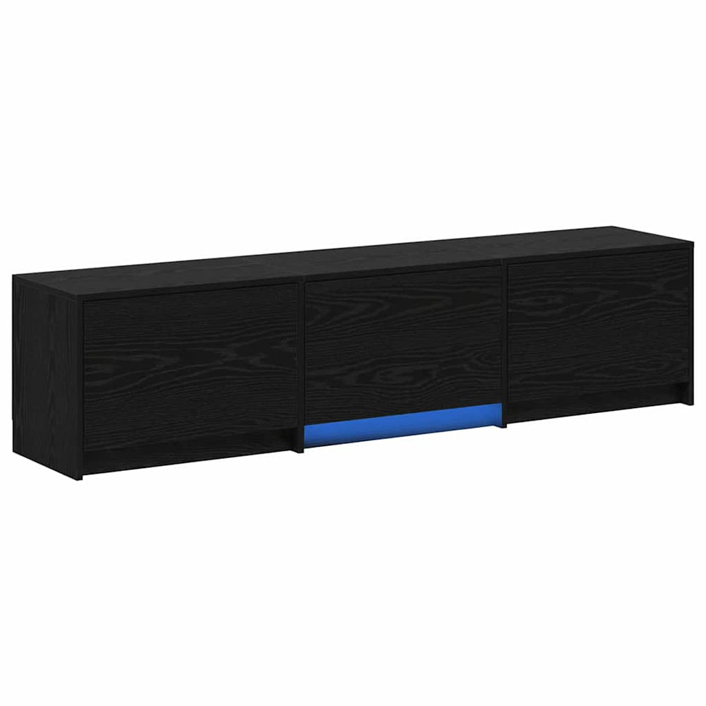 vidaXL TV Cabinet with LED Black Oak 165 x 34 x 40 cm