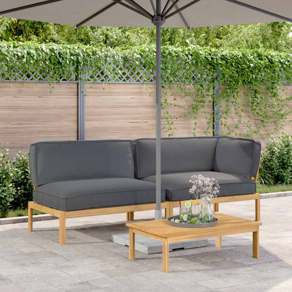 vidaXL Sofa Set with Cushions Solid 3 pcs Anthracite Solid Acacia Wood