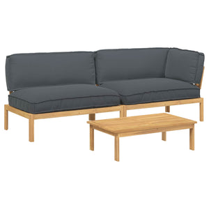 vidaXL Sofa Set with Cushions Solid 3 pcs Anthracite Solid Acacia Wood