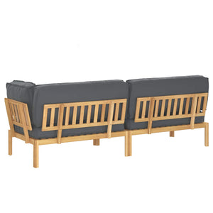 vidaXL Sofa Set with Cushions Solid 3 pcs Anthracite Solid Acacia Wood