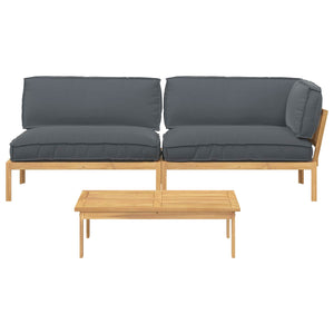 vidaXL Sofa Set with Cushions Solid 3 pcs Anthracite Solid Acacia Wood