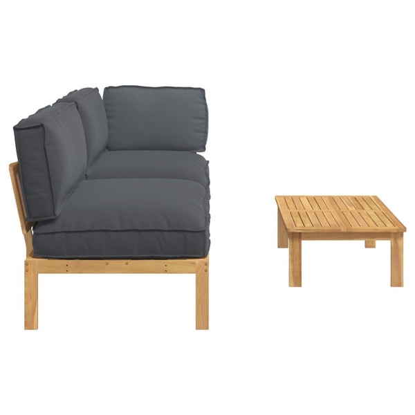 vidaXL Sofa Set with Cushions Solid 3 pcs Anthracite Solid Acacia Wood