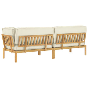 vidaXL Sofa Set with Cushions Solid Acacia Wood Cream 3 Pcs.