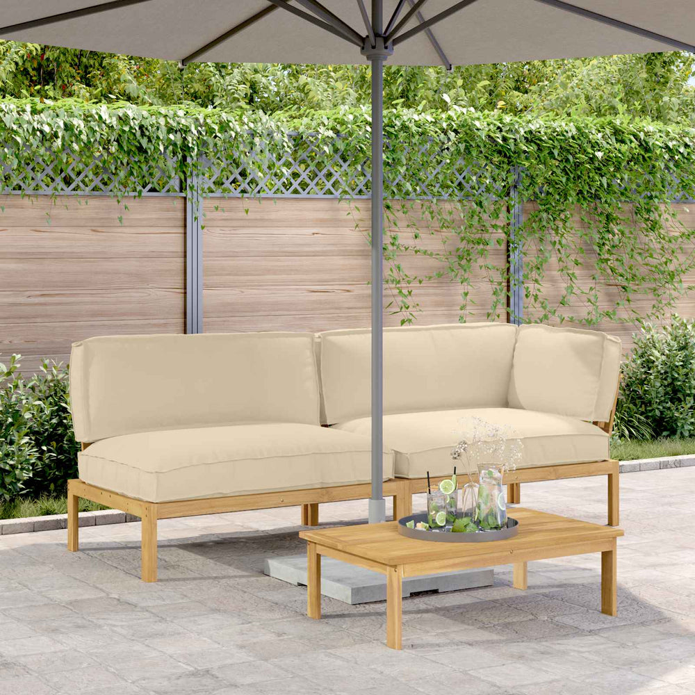 vidaXL Sofa Set with Cushions Solid 3 pcs Beige Solid Acacia Wood