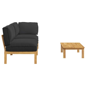 vidaXL Sofa Set with Cushions Solid 3 pcs Black Acacia Wood