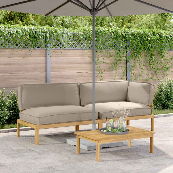 vidaXL Sofa Set with Cushions Solid 3 pcs Taupe Solid Acacia Wood