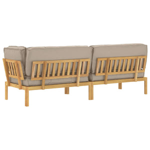 vidaXL Sofa Set with Cushions Solid 3 pcs Taupe Solid Acacia Wood