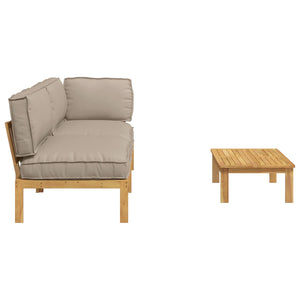 vidaXL Sofa Set with Cushions Solid 3 pcs Taupe Solid Acacia Wood