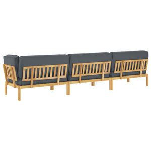 vidaXL Sofa Set with Cushions Solid 4 pcs Anthracite Solid Acacia Wood