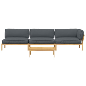 vidaXL Sofa Set with Cushions Solid 4 pcs Anthracite Solid Acacia Wood